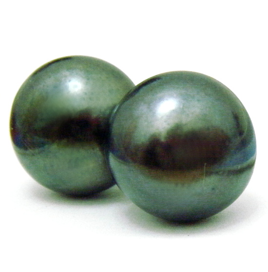 Black 12-12.5mm Pearl Stud Earrings